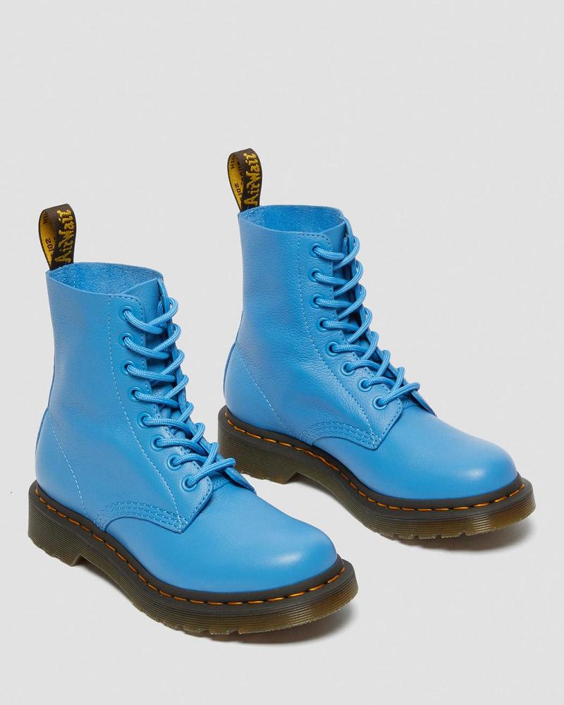 Women's Dr Martens 1460 Pascal Virginia Leather Ankle Boots Blue | AU 15BEX